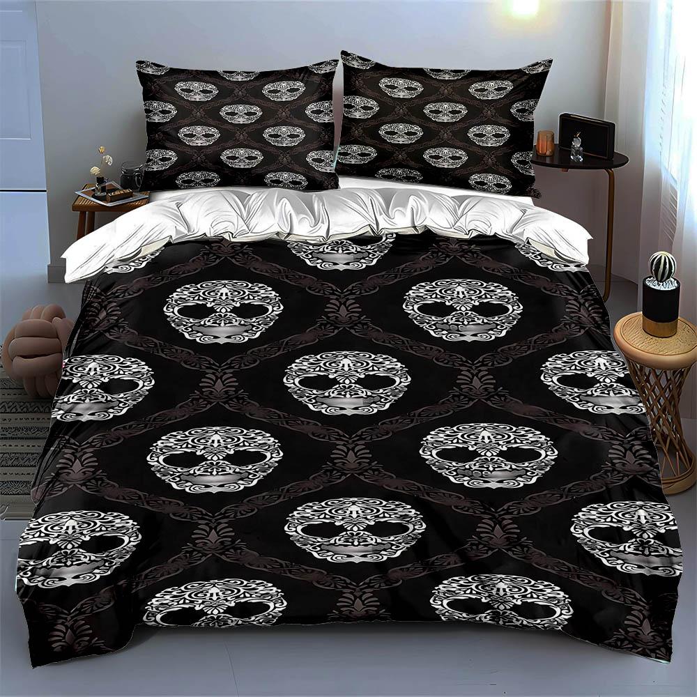 Skull-themed motifs. Bedding Duvet cover sets Duvet covers Pillowcases gifts (1 * Duvet Cover 2 * Pillowcases, without duvet insert)