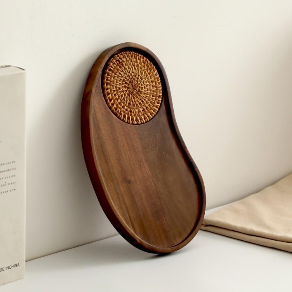 Wooden Fruit Platter with Coaster Food Dish Serving Ware Solid Wood Plate Hotel