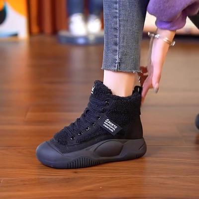 Обувь 2025 осень новая короткие ботинки ретро универсальные высокие кроссовки мягкая подошва бархатные теплые зимние ботинки