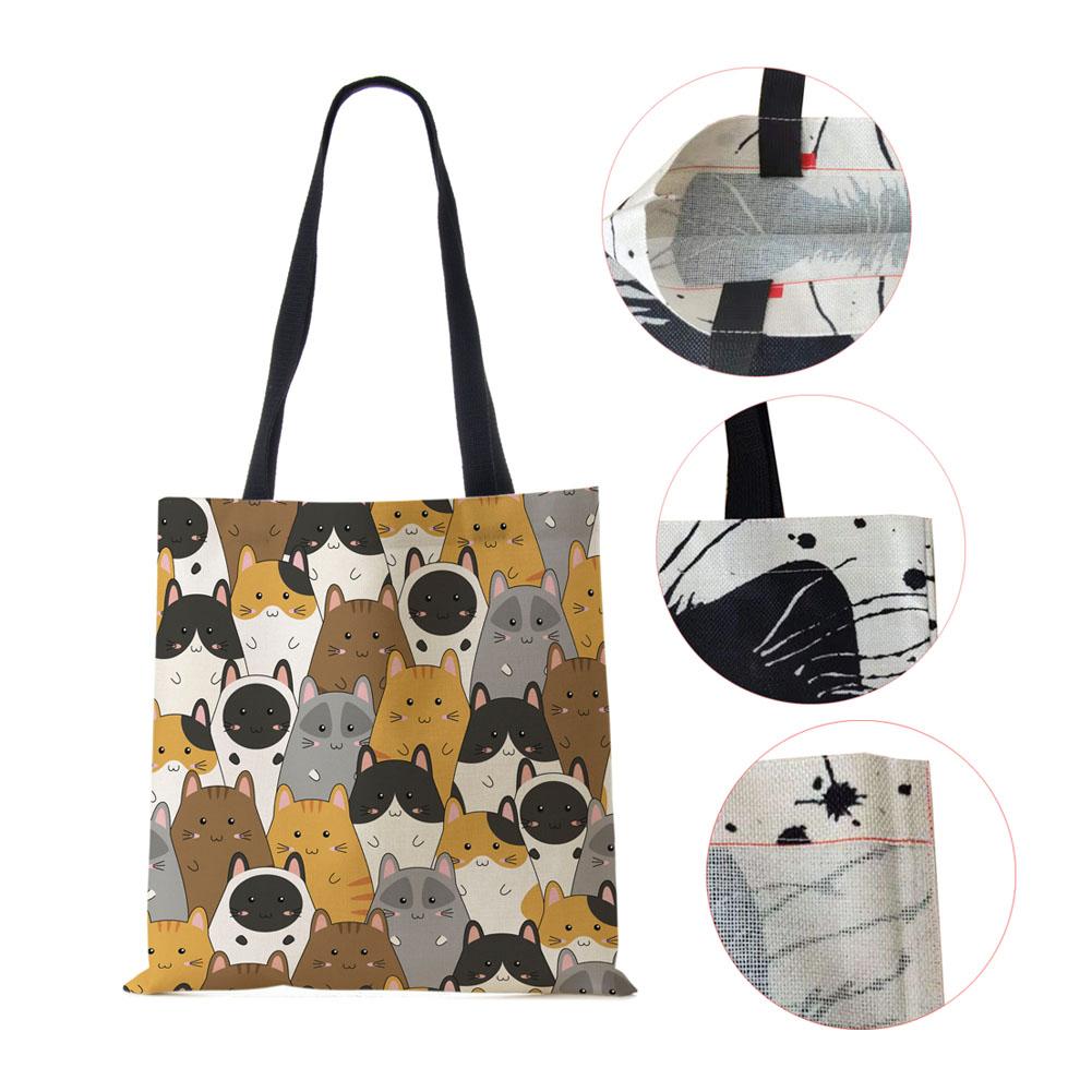 Собака Милый Принт Повседневная Сумка Через Плечо Вместимость Женская Хозяйственная Многоразовая Сумка Большая Холщовая Дорожная Пляжная Сумка Тоут KTY