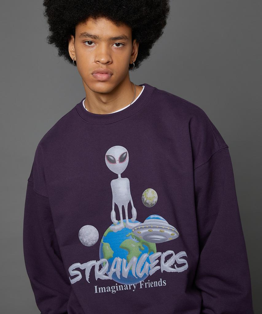 HOODHOOD Alien Universe Artwork Oversized Sweatshirt Deep Purple