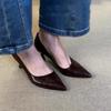 Мода 2025 Весна Винтаж Женские Туфли-лодочки Модные Туфли с острым носком Лаконичные Офисные Женские Кожаные Туфли