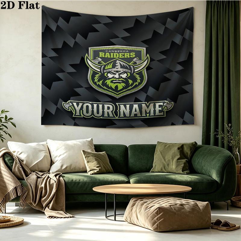 Custom Name Canberra Raiders Printed Tapestry – Wall Hanging for Bedrooms, Dorms, and Home Decor