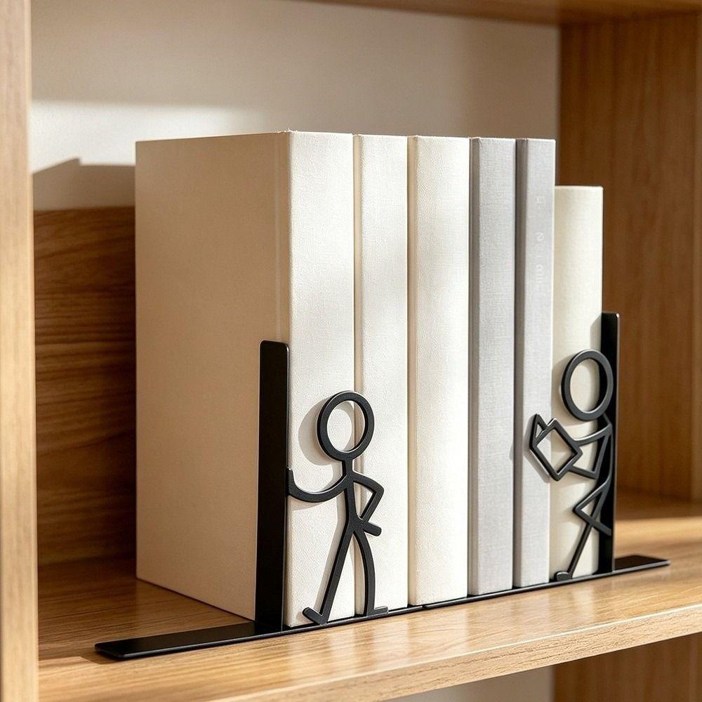 1Pair Stick Figure Book Holder Human Shape Book Stopper School Office Supplies