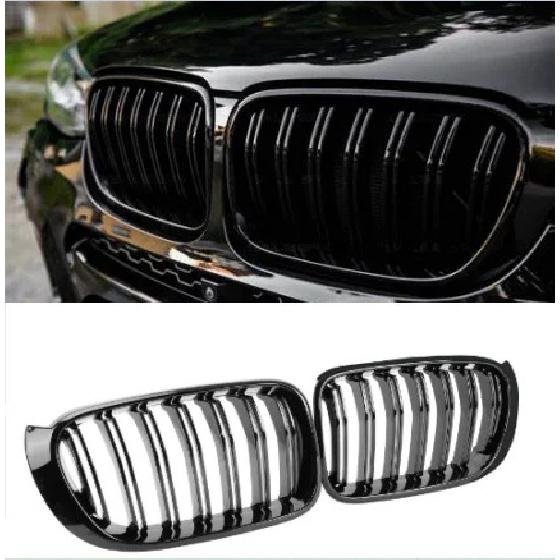 Передняя решетка радиатора с двойными линиями, замена для BMW X3 X4 F25 F26 2014-2017, гоночные решетки, глянцево-черные аксессуары