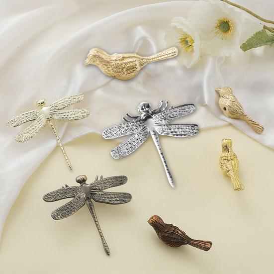 Ручка для шкафа в виде стрекозы из цинкового сплава, винтажная ручка для ящика шкафа-купе, металлическая ручка для двери шкафа, офисное украшение для кухни