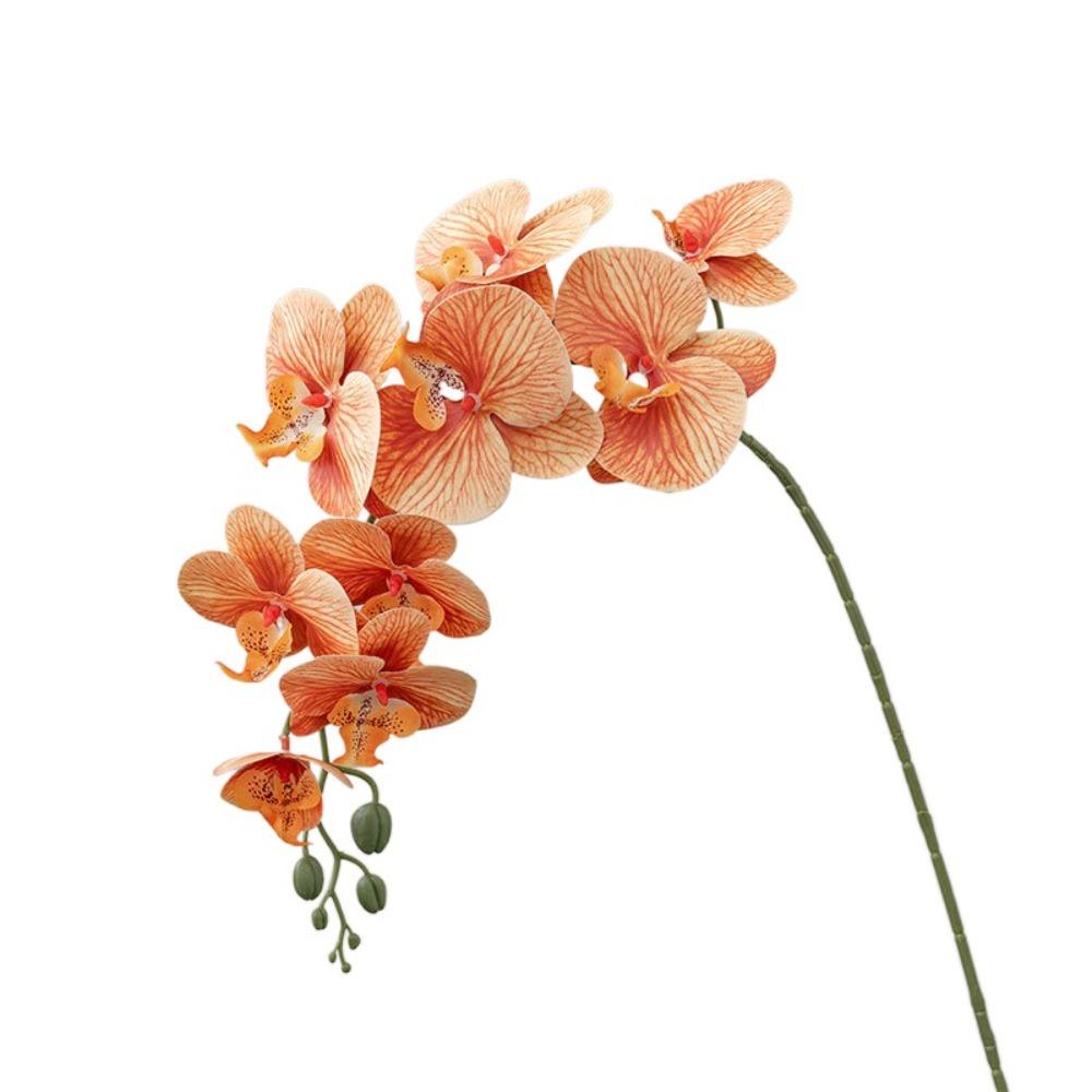 9 Head Artificial Phalaenopsis Branches Real Touch Fake Flowers Office Desktop