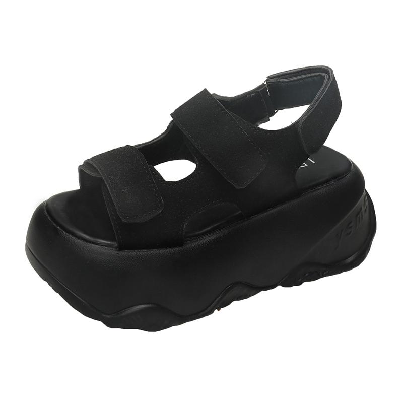 Модные женские сандалии на липучках, роскошные женские сандалии на высокой платформе, повседневные пляжные шлепанцы, летние каблуки 8 см, толстая подошва, сандалии