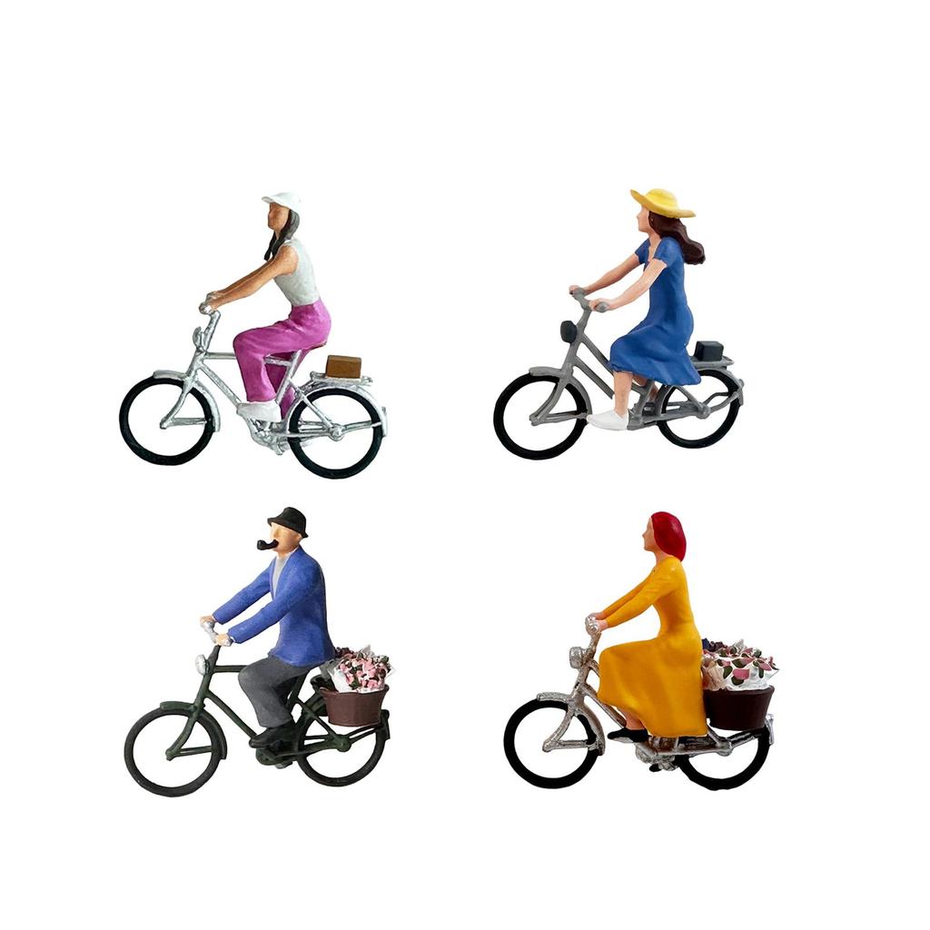 4x 1/64 Cyclist :64 Bike Model DIY Scene Dioramas Photo Prop Micro Landscape Tiny People Biker