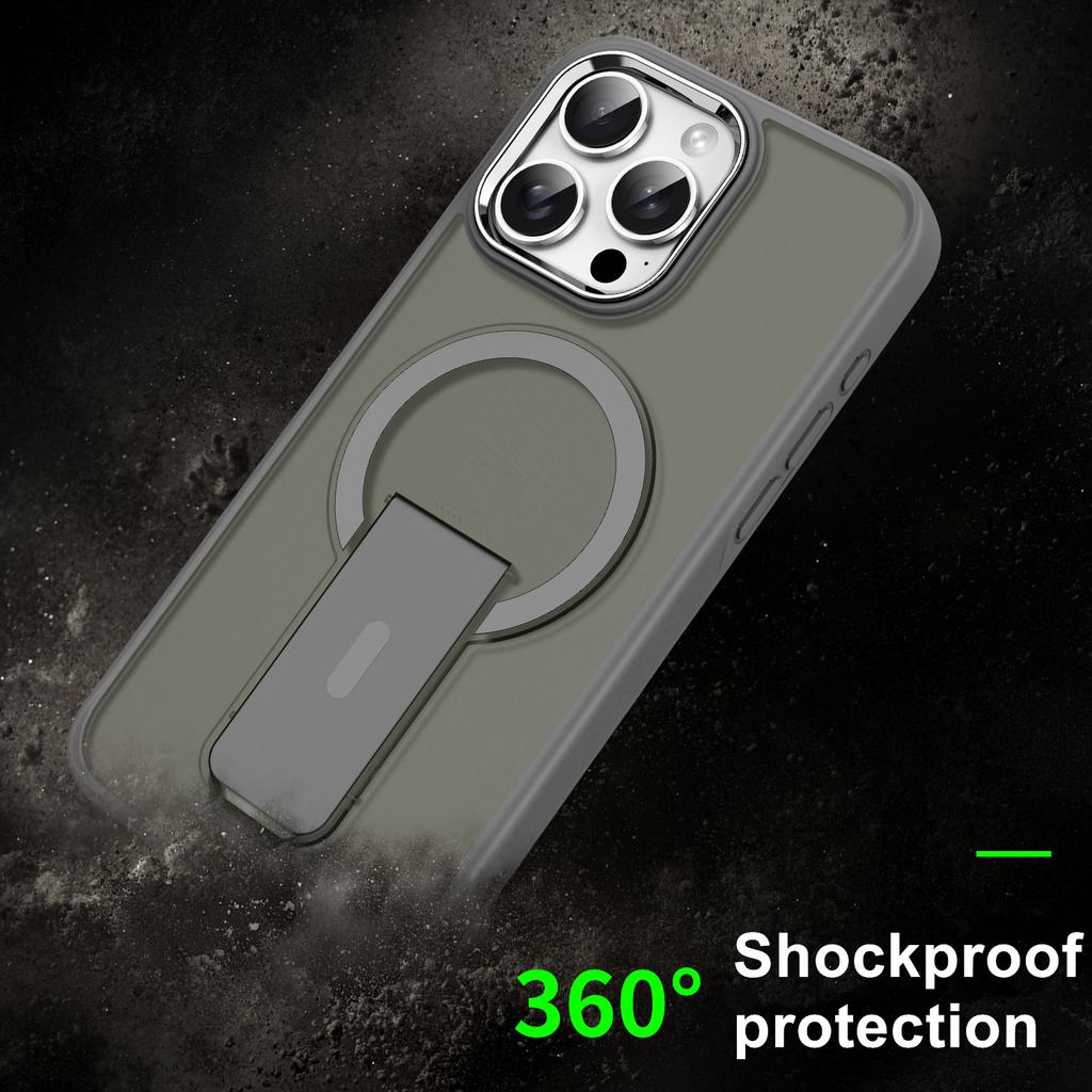 Hot Sale Matte Anti-fingerprint Hidden Holder Shockproof Magnetic Mobile Phone Case for iPhone 15 16 14 Plus 13 12 Pro Max 11 17