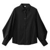 Lantern Sleeves Vintage Shirts Women Elegant White Womens Blouse with Lush Sleeves 2021 Fashion Button Up Shirt Black