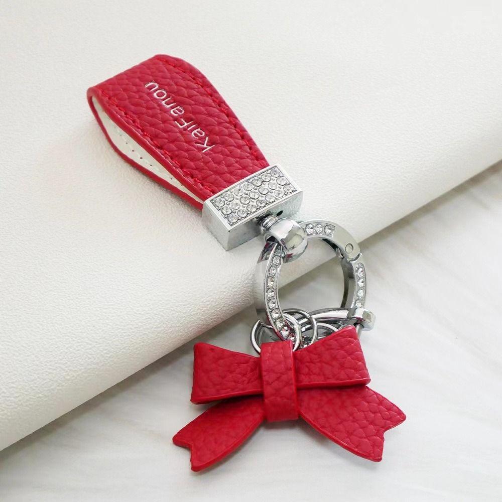 Держатель для ключей Роскошный брелок из натуральной кожи Брелок-бабочка со стразами Автомобильные аксессуары