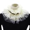 Women Vintage Princess Fake Collar Gothic Black Faux Leather Ruffled Floral Lace Choker Necklace Victorian Neck Ruff