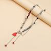 Y2K Heart Beaded Pendant Choker Necklace for Women Punk Crystal Gothic Female Party Jewelry Accessories