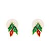 Estele Gold Plated Sap Enamel Leaves Stud Earrings for Girls