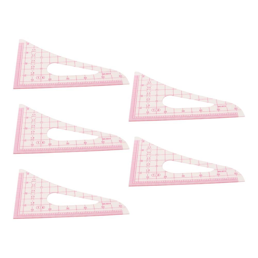 5pcs Transparent Triangular Curve Rulers Plastic Sewing Ruler Set  For Tailors