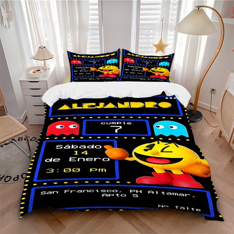 Pacman Birthday Invite Print 3Pcs Bedding Setduvet Cover With 2 Bedropillowcase Home Birthday Gift