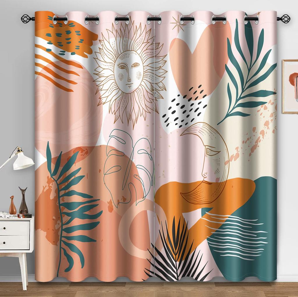 Затемняющие шторы на окна Mid Century Boho Термоизоляционные шторы для спальни, кухни, гостиной, шторы с высокой степенью затемнения