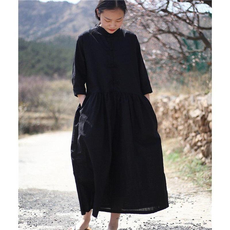 Женское платье-рубашка с винтажными карманами Женские макси-платья