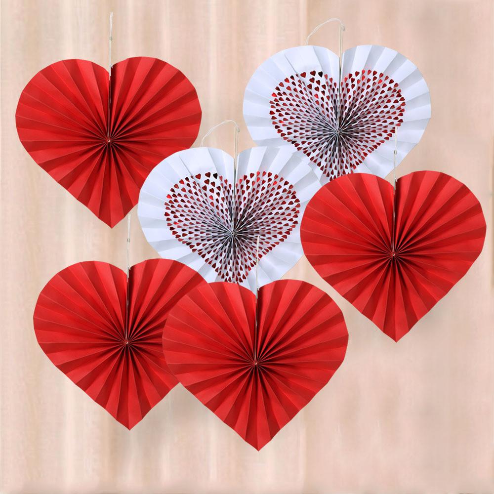 Elegant Heart Shaped Paper Fan Flowers For Creative Proposal Decoration Supplies