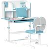 Adjustable Desk and Chair Set for Children, School Desk with Tiltable Top, Drawer, Shelf, Blue