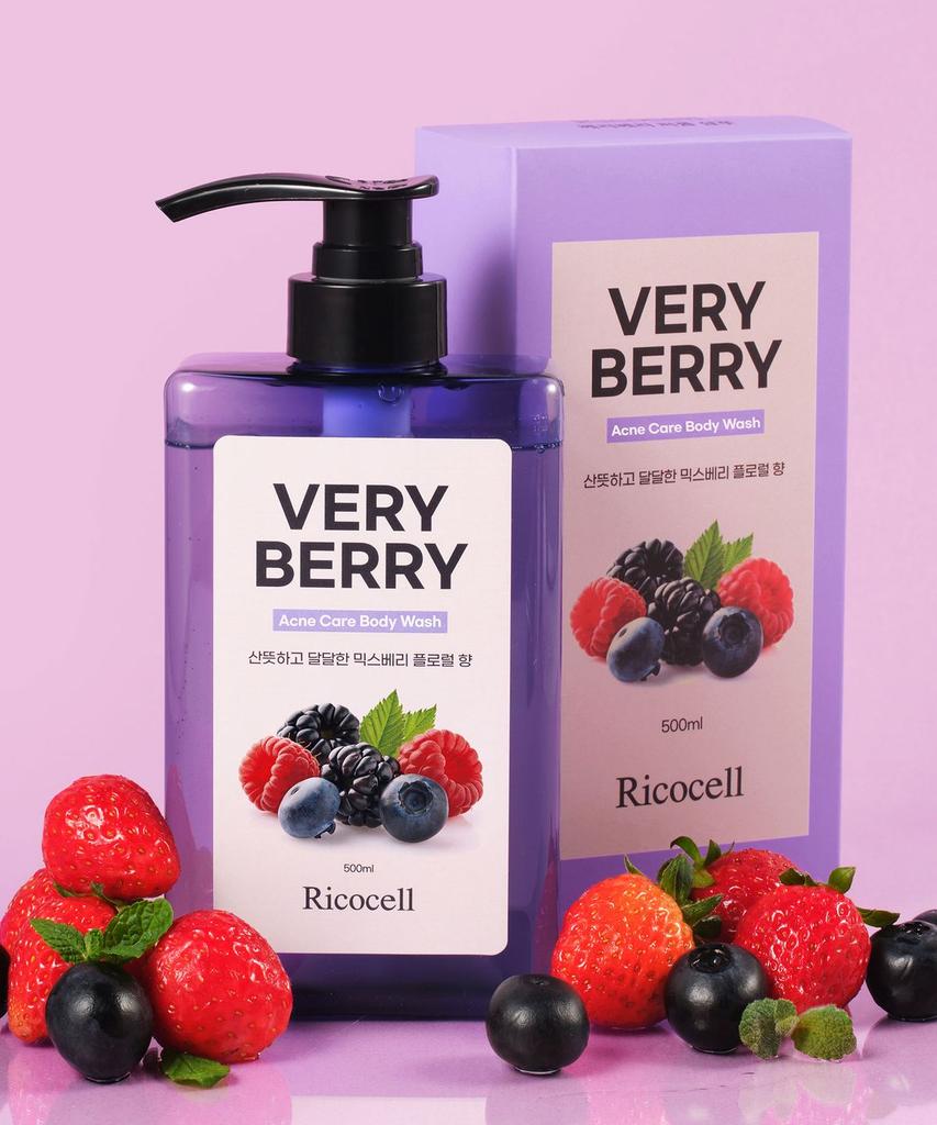 Ricocell Berry Berry Back Acne Care Body Wash 500ml Mildly Acidic Moisturizing Hypoallergenic Functional