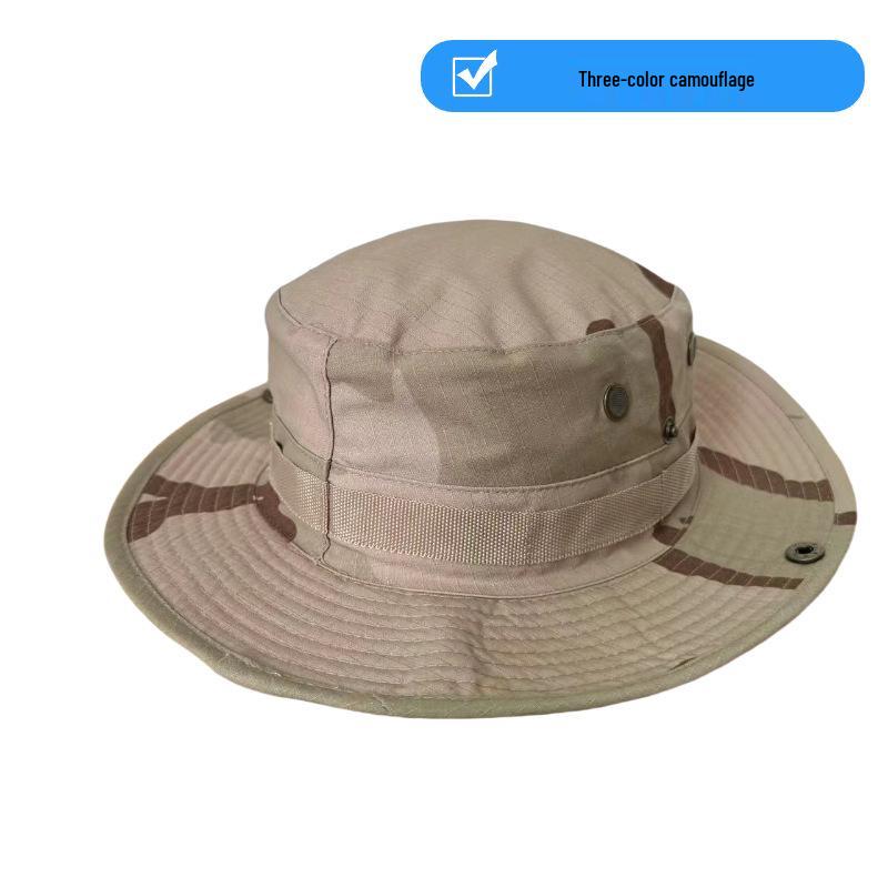Camouflage Adjustable Outdoor Sun Hat with Chin Strap and Customizable Logo