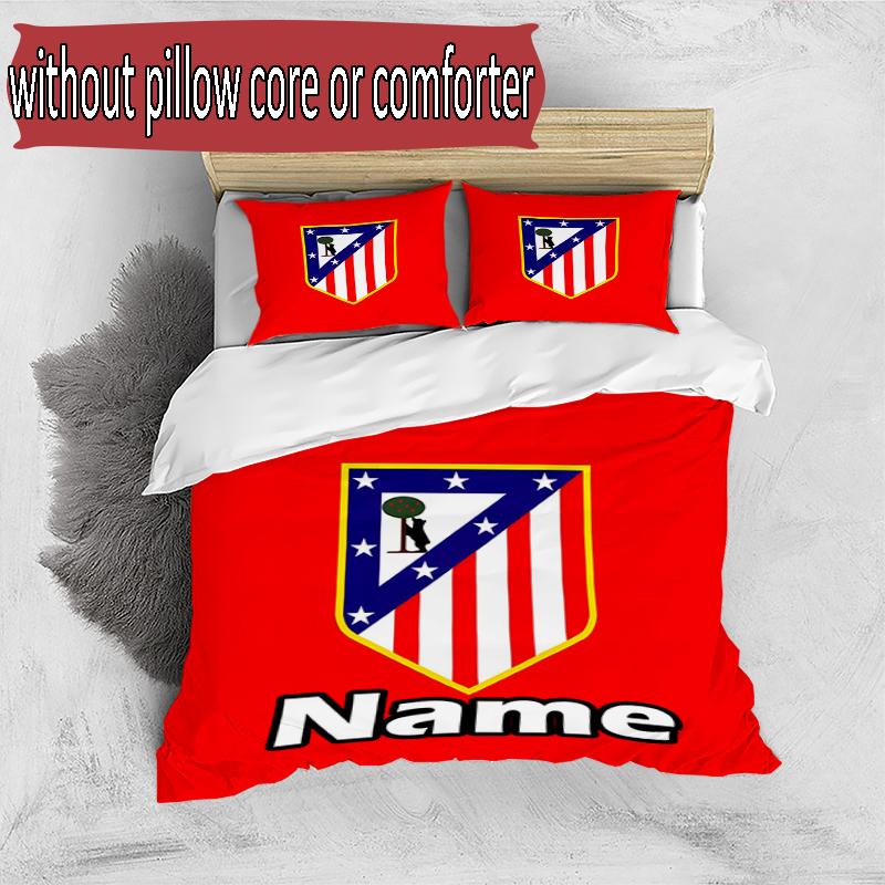 3pcs Duvet Cover Set (1*Duvet Cover + 2*Pillowcase, Without Core), Custom Name football team Pattern Bedding Set, Home Bedroom Decor Gift