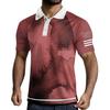 Men's Three Button Printed Lapel Short Sleeve Shirt Top