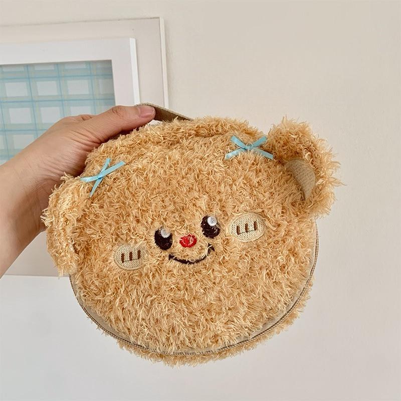 1 шт. Женская сумочка-косметичка Милый плюшевый мишка Kawaii Портативная для путешествий Органайзер для помад с сетчатым карманом Подарок для девочек