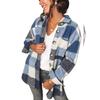 Spring and Autumn Women's Jacket Plaid Shirt Women's Row of Buttons with Pockets Casual Jacket