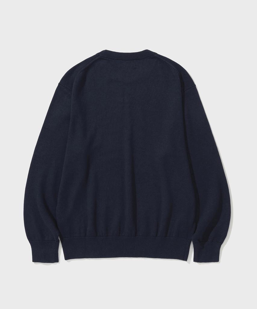 SHIRTER Cotton Cashmere Round Neck Knit (Navy)
