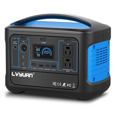 Портативная электростанция LVYUAN 600 Вт Максимум 1000 Вт Высокая емкость для автомобиля Чистая синусоида Домашняя аварийная мощность На открытом воздухе PSE Технический стандарт Предотвращение