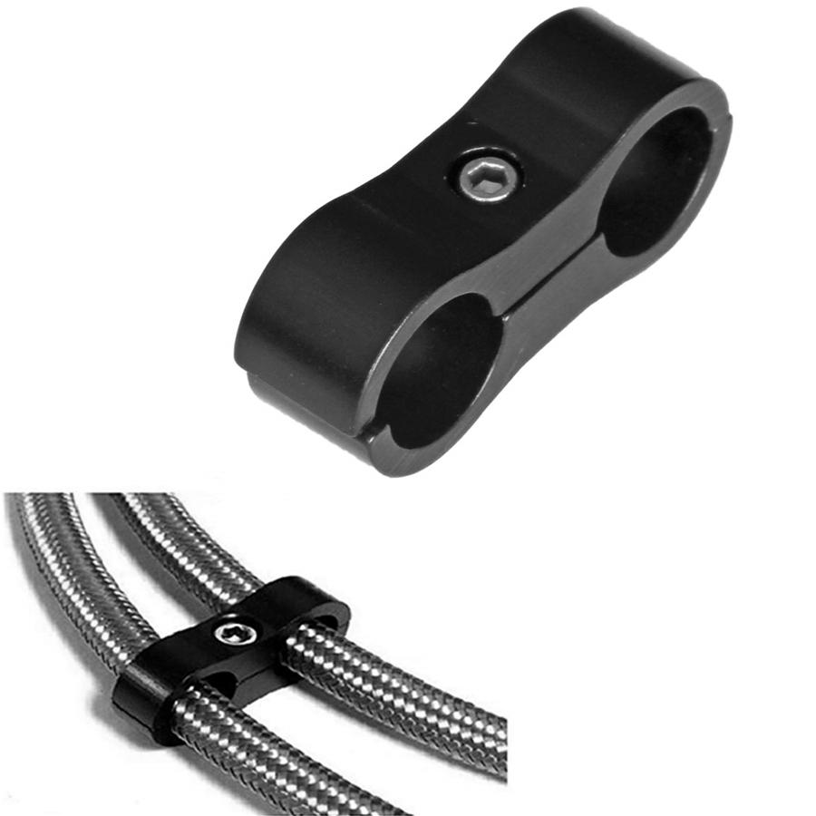 8pcs AN4 11MM Braided Hose Separator Clamp Fitting Adapter Bracket Black