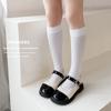 Черно-белые носки из гусиного пуха Детские носки средней длины Летние тонкие носки для икры Гольфы выше колена