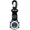 Clip Clock Digital Keychain Carabiner Watch Day of the Week Calendar Alarm Clock Compass LED Pocket Watch Nurse Watch 3ATM Waterproof Outdoor Fashion