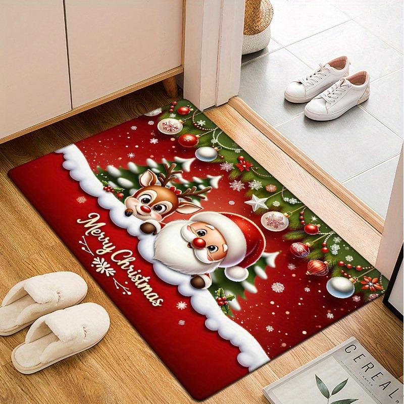 1pc Christmas Reindeer And Santa Claus Door Mat, Super Festive, Suitable for Living Room, Bedroom, Kitchen, Office, Indoor And Outdoor Entrance, Chris