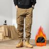 Осенние и зимние новые мужские рабочие брюки для активного отдыха, свободные спортивные десантные выпрямляющие ноги хлопковые тяжелые плюшевые повседневные брюки