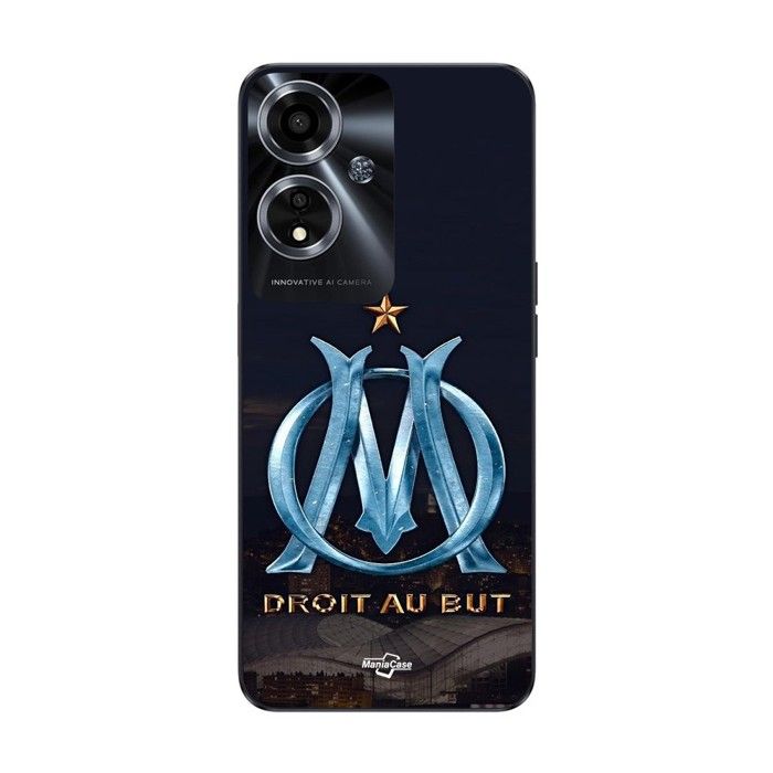 Coque pour Oppo A59 5G OM logo bleu et dorée stade