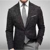 Men's Plaid Lapel Long Sleeved Suit Jacket Casual Suit Top Coat