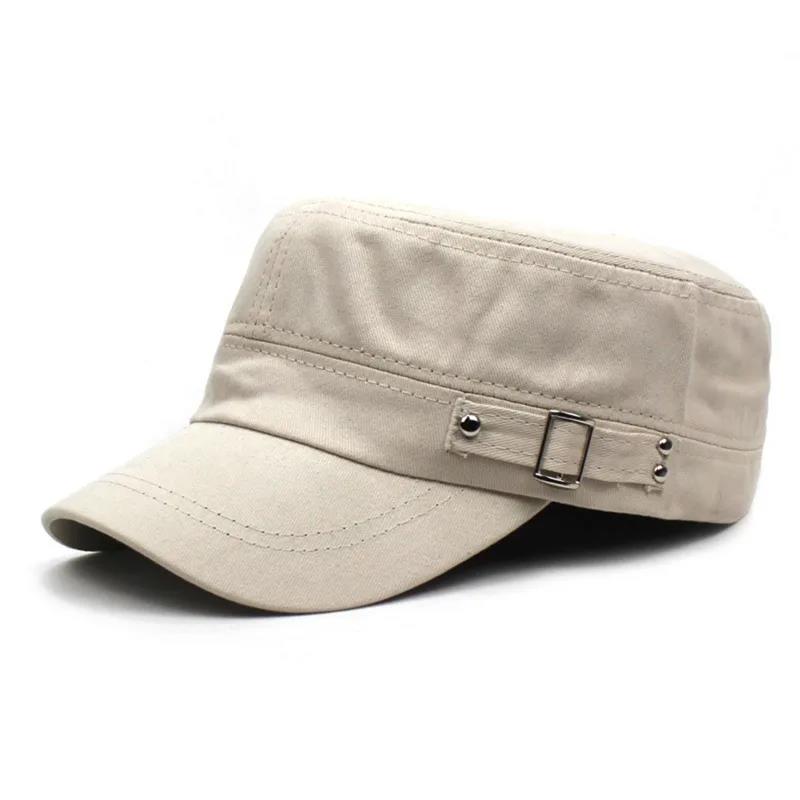 Унисекс washed cotton army cap – Регулируемая кепка-восьмиклинка с плоским козырьком для мужчин и женщин на лето и осень