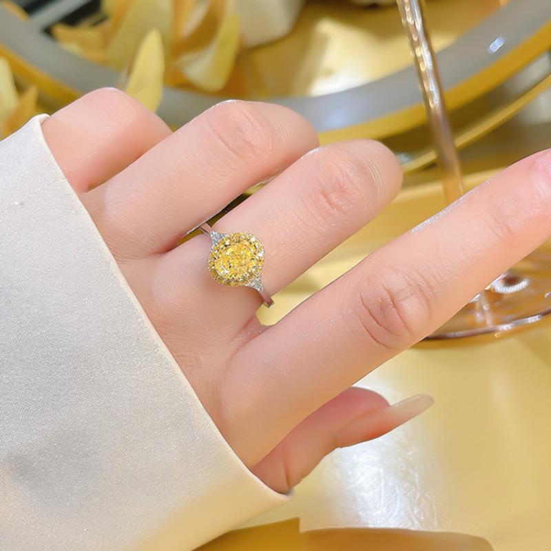 BELLA BOX Легкое роскошное модное простое кольцо в форме яйца с бриллиантом из высокоуглеродистой стали Niche Ins Wind All Matching Pink Diamond Женское кольцо