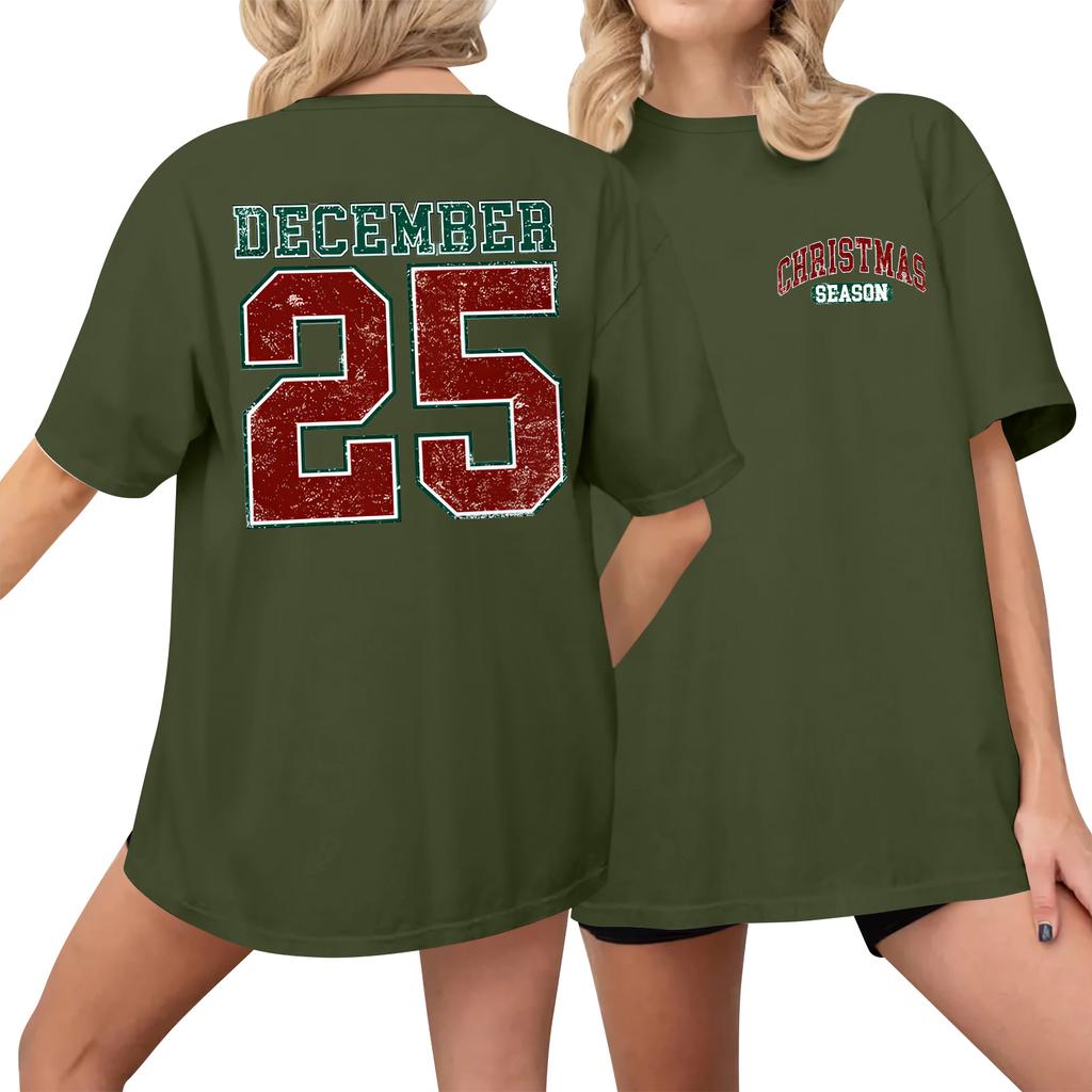 Women's Casual Printed T-Shirt Round Neck Pullover Short Sleeve Top