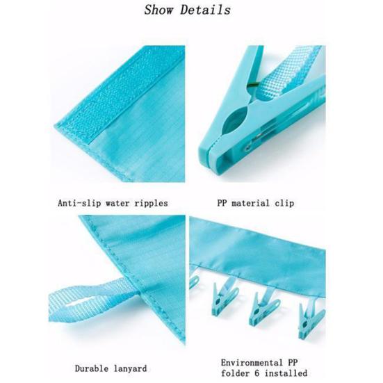 Вешалка для ванной комнаты, прищепка для путешествий, портативная складная вешалка для полотенец, 6 зажимов