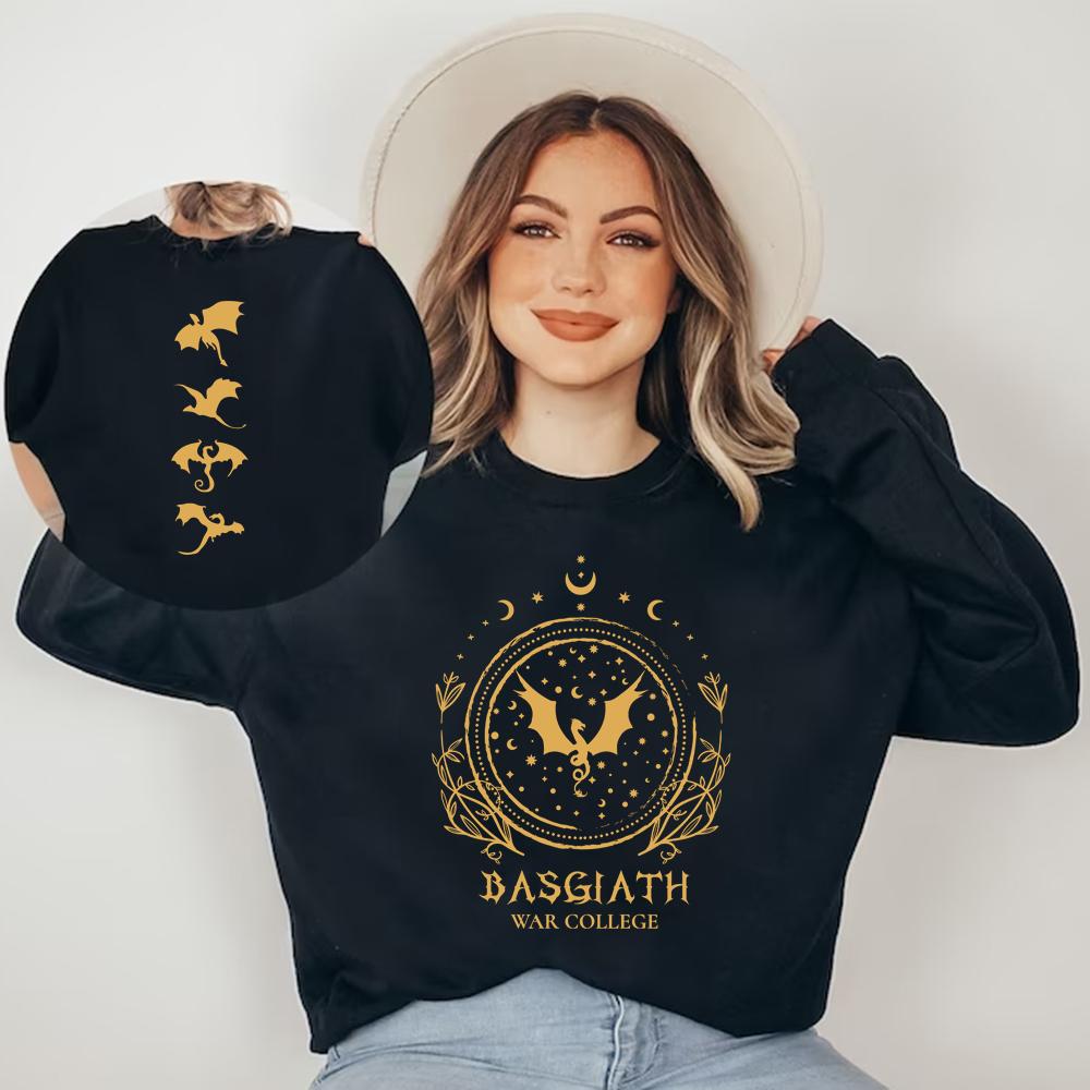Толстовка для колледжа Basgiath, толстовки с четвертым крылом, женская толстовка с длинными рукавами и круглым вырезом, винтажный пуловер, книжная толстовка