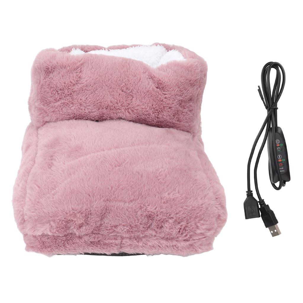 Electric Heated Foot Warmer Pink 5V USB Rechargeable Thickened Foot Warmer Boots for Home Office Dormitory