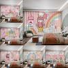 Modern Cartoon Castle Unicorn Balloon Pink Princess Rainbow Bunny Girl Room Children's Bedroom Blinds Blackout Curtains New