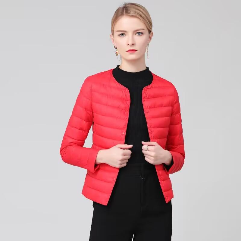 Новый легкий пуховик для женщин в коротком пуховике с круглым вырезом без воротника для женщин, теплая и утягивающая внутренняя подкладка
