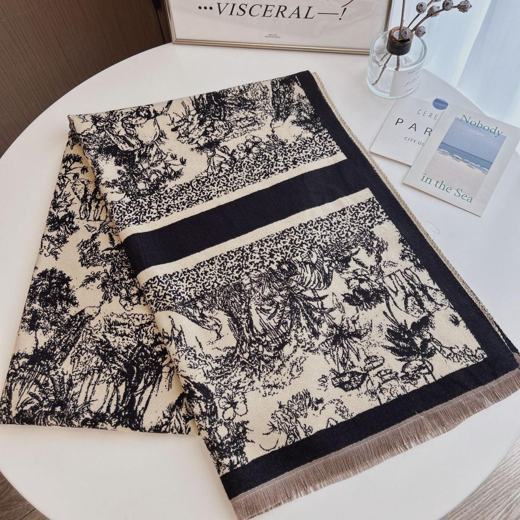 Scarf Women'S Autumn And Winter New Item Cashmere Blend Double-Sided Color Warm Shawl Thick Long Scarf High-End Sense Fashionable And Versatile