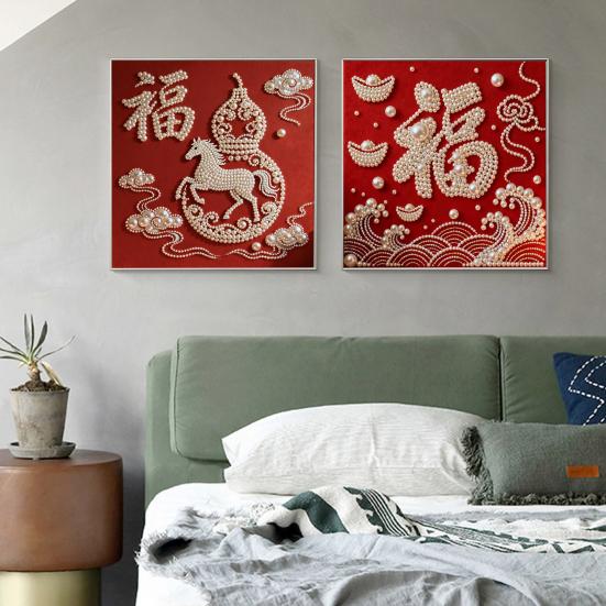 Набор для рисования жемчугом своими руками для взрослых, начинающих, с рисунками лошадей, 3D-набор для творчества «Жемчужное искусство», холст с предварительной печатью, набор пластиковых жемчужин для декора на Новый год, идея подарка